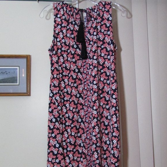 Michael Kors Keyhole Neck Sleeveless Short Dress Navy Pink - Picture 2 of 8